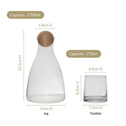 Glass Decanter With Glasses Set Of 7