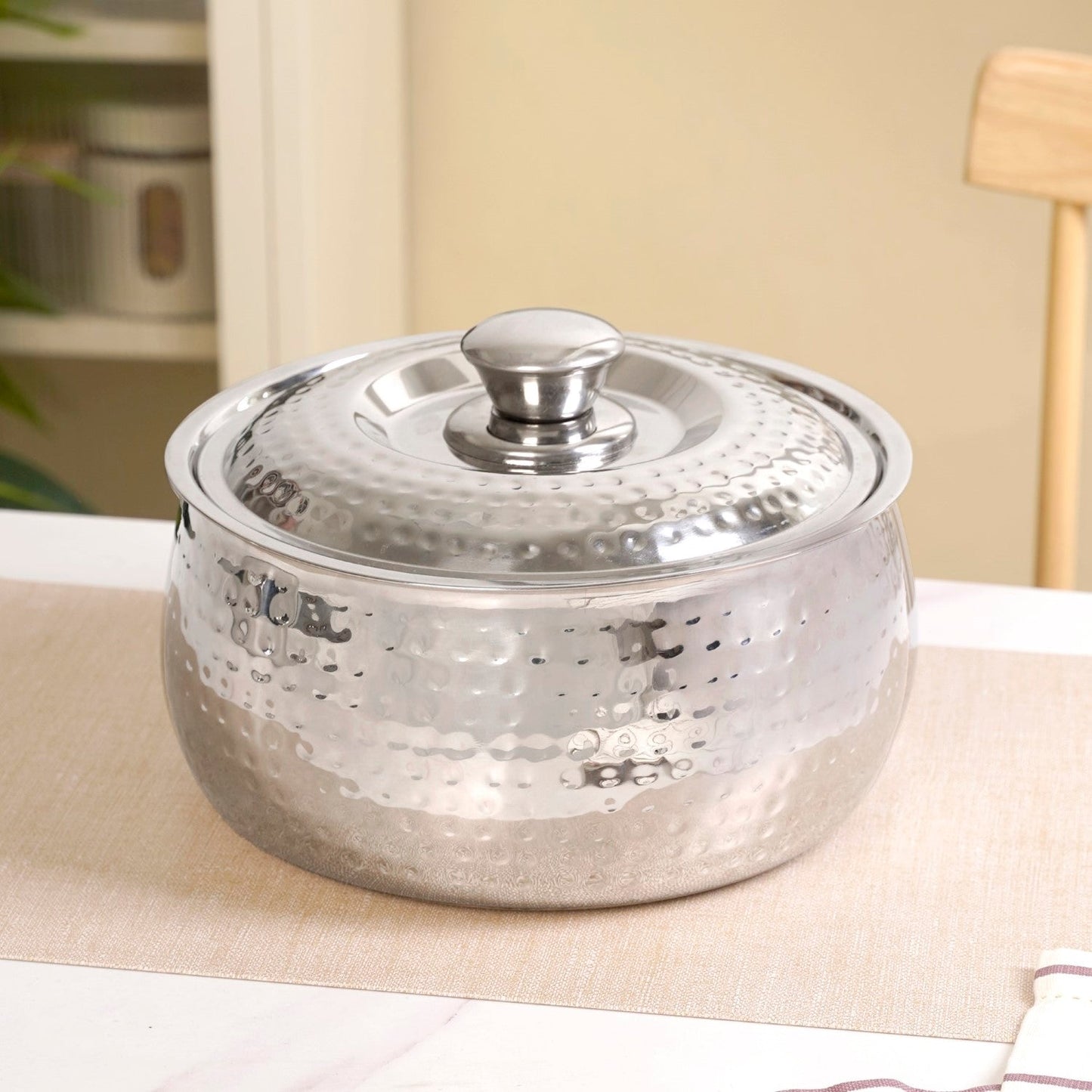 Hammered Stainless Steel Insulated Casserole 3000ml