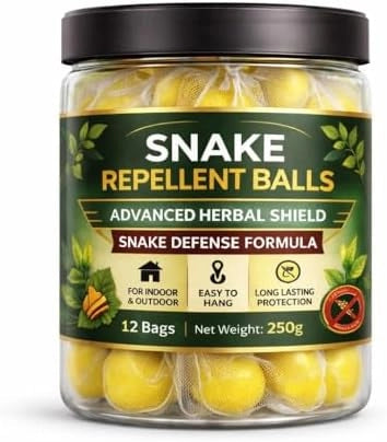 Herbal Snake Repellent Balls for Indoor & Outdoor Use | Natural Long Lasting Snake Deterrent Sachets for Home, Garden, Farm & Warehouse (12 Balls)