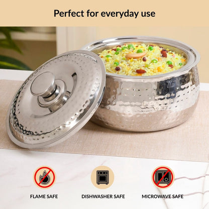 Hammered Stainless Steel Insulated Casserole 3000ml